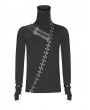 Punk Rave Black Gothic Punk Long Zipper Turtleneck T-Shirt for Men