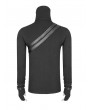 Punk Rave Black Gothic Punk Long Zipper Turtleneck T-Shirt for Men