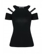 Dark in Love Black Gothic Punk Short Sleeves T-Shirt for Women