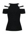 Dark in Love Black Gothic Punk Short Sleeves T-Shirt for Women