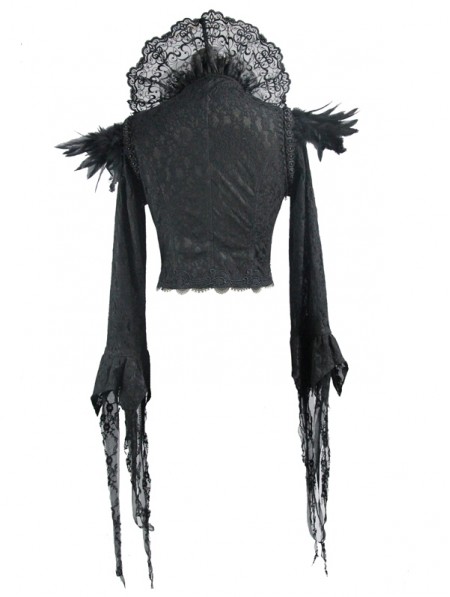 Eva Lady Black Gothic Lace Dark Queen Short Jacket for Women ...