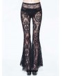 Eva Lady Black Sexy Gothic Transparent Lace Flared Trousers for Women