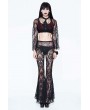 Eva Lady Black Sexy Gothic Transparent Lace Flared Trousers for Women