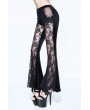 Eva Lady Black Sexy Gothic Velvet Lace Flared Trousers for Women