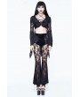 Eva Lady Black Sexy Gothic Velvet Lace Flared Trousers for Women