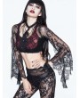 Eva Lady Black and Red Gothic Lace Short Sexy Shirt for Women