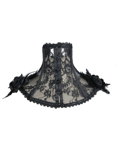 Eva Lady Black Gothic Lace Flower Collar