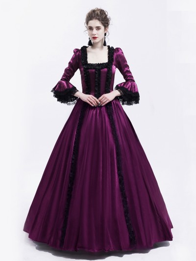 Rose Blooming Purple Renaissance Marie Antoinett Theatrical Victorian Costume Dress