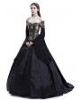 Rose Blooming Black Theatrical Vintage Gothic Victorian Ball Dress
