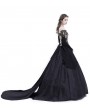 Rose Blooming Black Theatrical Vintage Gothic Victorian Ball Dress