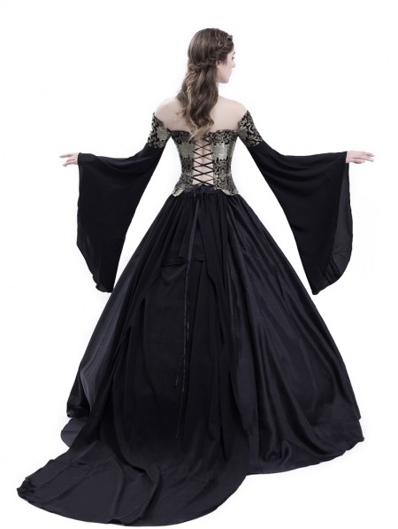 Rose Blooming Black Theatrical Vintage Gothic Victorian Ball Dress ...