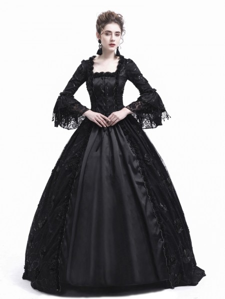 Rose Blooming Black Flower Masquerade Gothic Victorian Dress ...