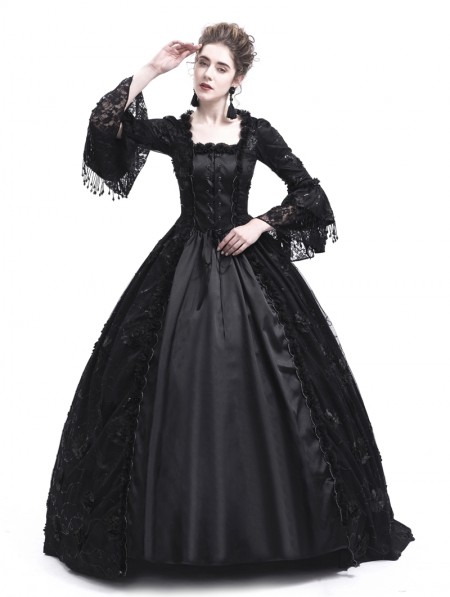 Rose Blooming Black Flower Masquerade Gothic Victorian Dress ...