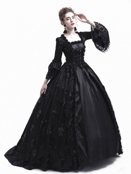 Rose Blooming Black Flower Masquerade Gothic Victorian Dress ...