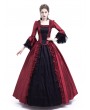 Rose Blooming Black and Red Marie Antoinette Gothic Victorian Ball Gown