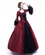 Rose Blooming Black and Red Marie Antoinette Gothic Victorian Ball Gown