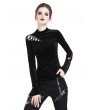 Dark in Love Black Gothic Punk Long Sleeves Velvet T-Shirt for Women