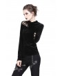 Dark in Love Black Gothic Punk Long Sleeves Velvet T-Shirt for Women