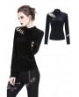 Dark in Love Black Gothic Punk Long Sleeves Velvet T-Shirt for Women