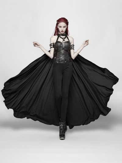 Punk Rave Women's Black Gothic Punk Cape With Chain