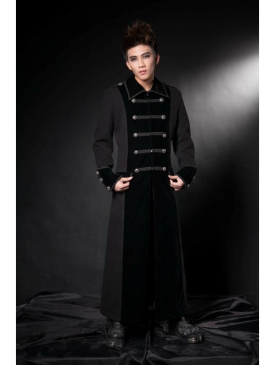 Pentagramme Black Long Double Breasted Gothic Coat for Men