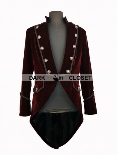 Pentagramme Red Double Breasted Tuxedo Style Gothic Jacket for Men