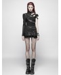 Punk Rave Black Gothic Punk Short Coat One Shoulder Accessory