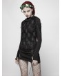 Punk Rave Black Gothic Hole Hooded T-Shirt for Women