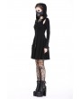 Dark in Love Black Gothic Punk Hooded Short Street Dress