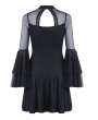 Dark in Love Black Cute Gothic Mesh Long Sleeves Short Dress