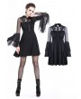 Dark in Love Black Cute Gothic Mesh Long Sleeves Short Dress