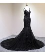 Black Gothic Beading Mermaid Wedding Dress