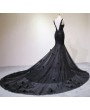 Black Gothic Beading Mermaid Wedding Dress