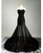 Black Gothic Lace Mermaid Wedding Dress