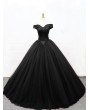 Black Gothic Princess Ball Gown Wedding Dress