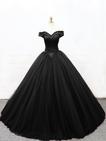 Black Gothic Princess Ball Gown Wedding Dress - DarkinCloset.com