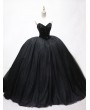Black Gothic Beading Ball Gown Wedding Dress