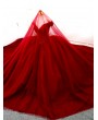 Red Gothic Beading Off-the-Shoulder Ball Gown Wedding Dress 