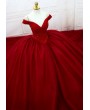 Red Gothic Beading Off-the-Shoulder Ball Gown Wedding Dress 