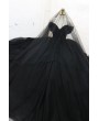 Black Gothic Beading Off-the-Shoulder Ball Gown Wedding Dress 