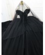 Black Gothic Beading Off-the-Shoulder Ball Gown Wedding Dress 