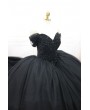 Black Gothic Beading Off-the-Shoulder Ball Gown Wedding Dress 