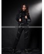 Pentagramme Black Leather Double Breasted Gothic Short Jacket for Women