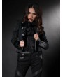 Pentagramme Black Leather Double Breasted Gothic Short Jacket for Women