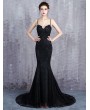 Black Gothic Spaghetti Straps Lace Mermaid Wedding Dress