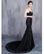 Black Gothic Spaghetti Straps Lace Mermaid Wedding Dress