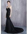 Black Gothic Spaghetti Straps Lace Mermaid Wedding Dress