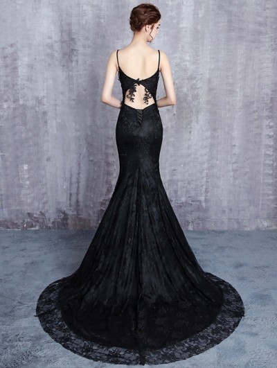 blue dress for baby girl Black Prom Dresses Mermaid Prom Dress Lace Prom Dress Backless Evening  Gowns cg7244