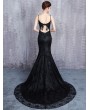 Black Gothic Spaghetti Straps Lace Mermaid Wedding Dress
