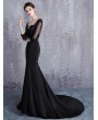 Black Gothic Half Sleeve Mermaid Wedding Dress